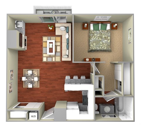Floor plan for 1 bed, 1 bath, 900 sqft